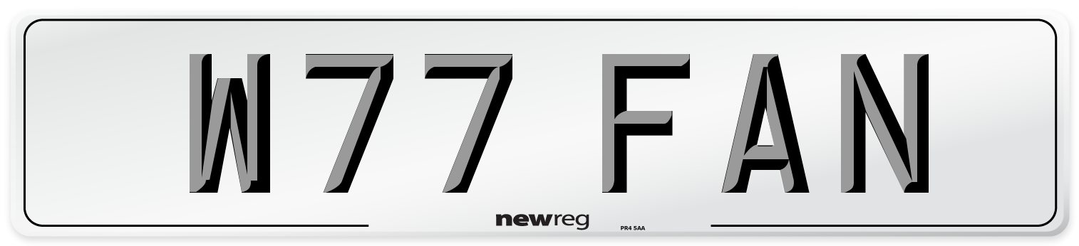 W77 FAN Number Plate from New Reg